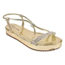 Papete De Brilho Com Regulagem Frontal Casual Confortável, Sandália Confort De Strass