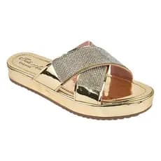 Sandalia De Strass Casual Confortável Tamanco Gáspea X De Brilho