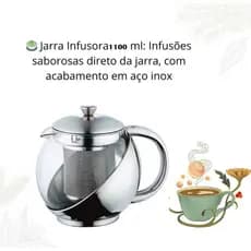 Chaleira Bule De Vidro E Inox Jarra Infusora Com Coador Chá 900ml