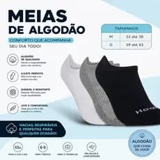 Meia adulto de algodão cano curto - conjunto de 6 Pares variados