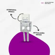 Chaveiro Esqueleto Minecraft Articulado com Argola