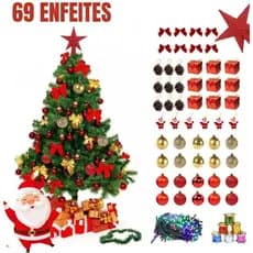 Árvore De Natal Pinheiro 120cm Decorada + Enfeites E Pisca Pisca Completa Linha Premium