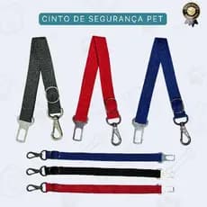 Cinto de segurança para pet regulável até 70cm encaixe universal carro viagem resistente