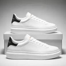 Tênis Masculino E Feminino Casual Branco Preto Couro Sintético Confortável Na Moda