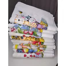 Kit 10 Pano de Prato, Pano de Copa, Cozinha Absorvente (Grandes) Estampado| 100% Algodão Branco