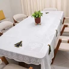 Toalha de Mesa Forro Renda Transfer Nossa Senhora Aparecida Luxo Redonda Quadrada 6 Lugares