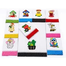 Kit 10 Panos de Prato, Copa 60CM X 44CM PATCHWORK Bordado 100% Algodão
