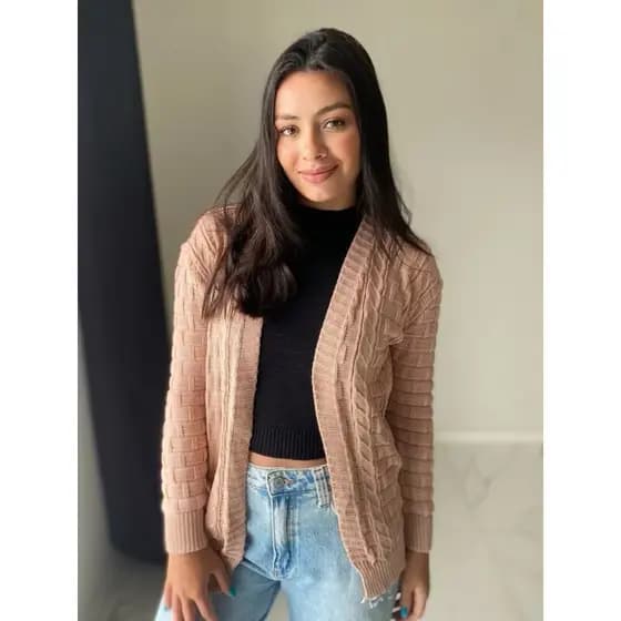 Casaco Trança Tricot feminino cardigan kimono moda blogueira tricô inverno