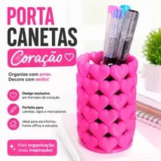 Porta-lápis, Porta-caneta, Porta-Pincel Decorativo de Coraçã