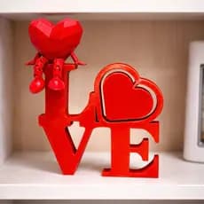 Placa Decorativa Love + Coraçãozinho Articulado Lapidado