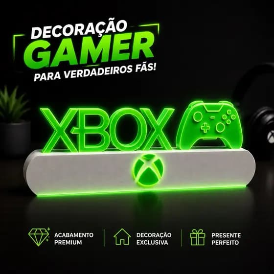 Letreiro Decorativo Xbox Gamer para Setup, Quarto, Sala e Presente Geek