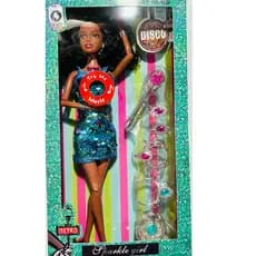 Brinquedo de Boneca com vestido brilhante morena com acessorios ACENDE LUZ E C/SOM