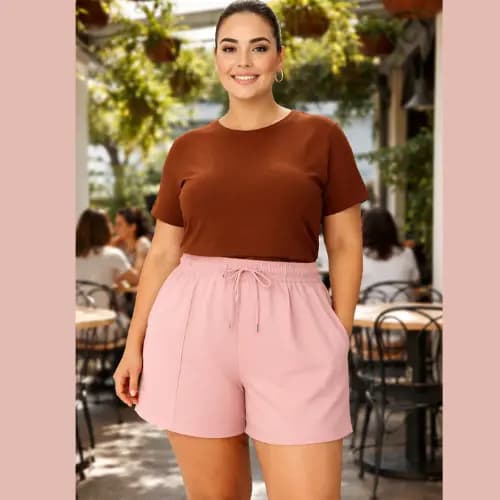 Bermuda Short Feminino Plus Size Duna Fresquinho com Bolsos Laterais Confortável
