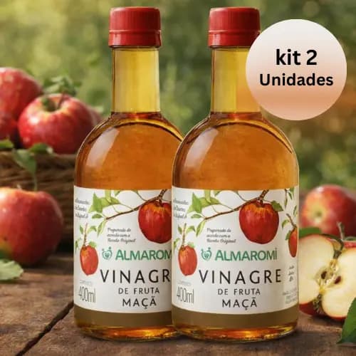 2 Vinagre Vegano de Maça Zero Açucar Saúde, Imunidade e Metabolismo 400ml
