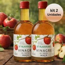 2 Vinagre Vegano de Maça Zero Açucar Saúde, Imunidade e Metabolismo 400ml