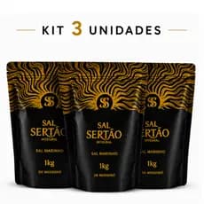 kit 3 Sal Marinho Integral Extra Fino Sem Glutem no de Mossoró 1kg Natural Premium