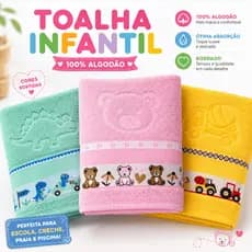 Toalha Infantil 100% Algodão Macia Alta Absorção Toalha Banho Bebê Criança 40x110