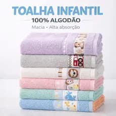 Toalha Infantil Jacquard 100% Algodão Macia Alta Absorção Toalha Banho Bebê Criança 70x110