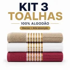 Kit 3 Toalhas de Banho Canelada Tokio 100% Algodão 70x140 Grande Macia Alta Absorção Premium