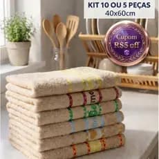 Kit 10 5 Panos Prato Atoalhado 100% Algodão Pano de Pia Copa Gourmet Super Absorvente Cozinha