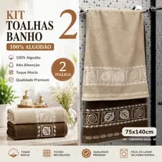 Toalhas De Banho Kit 2 100% Algodão Macias Alta Absorção 70x110cm Cores Sortidas