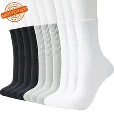 Kit 12 Pares Meia Cano Medio Academia Alto Longo Confortável Sport Cores