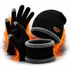 Kit Inverno Gorro + Luva Touch + Cachecol Peluciado