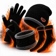 Kit Frio Touca Gorro Luva Cachecol Meia Térmica Confortável Inverno Masculino Feminino Unissex