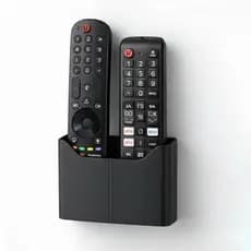 Suporte De Parede Porta 2 Controles Remoto Tv Ar Home Preto