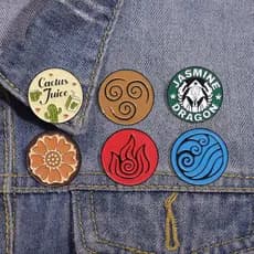 Desenho Animado Elemento Redondo Broche De Esmalte Café Mochila Moda Crachá Presente Para Amigos