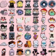 60 Novo Texto Animal Esmalte Broche Moda Acessórios De Roupas Mochila Crachá Jóias Presente