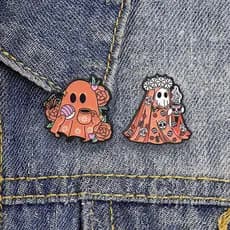 Dia Dos Mortos Café Crânio UV Broche Moda Acessórios De Roupas Mochila Crachá Jóias Presente