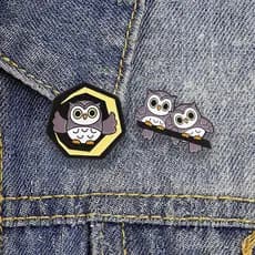Broche Esmaltado De Coruja De Desenho Animado , Acessórios De Roupas Da Moda , Mochila , Crachá , Presente