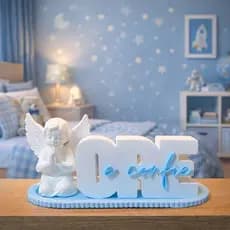 KIT DECORAÇAO INFANTIL ANJINHO  ORE E CONFIE + BANDEIJA/ENFEITE QUARTO BEBE E CRIANÇA