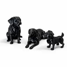 Kit 3 Cachorros Decorativos Pretos | Decoração Moderna para Casa