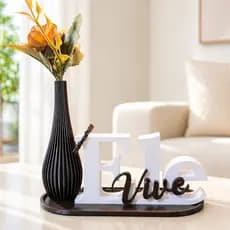 KIT DECORATIVO ELE VIVE VASO LETREIRO BANDEIJA PLANTA ARTIFICIAL DECORAÇAO SALA QUARTO MESA CRISTA PRESENTE RELIGIOSO