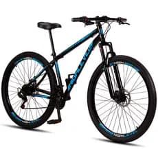 Bicicleta Aro 29 Highlevel Aço Carbono Freios a Disco Suspensão Dianteira 21 Marchas
