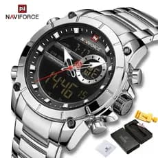 Naviforce Top Marca Men Militar Moda Relógio De Quartzo Relógio De Pulso De Aço À Prova D 'Água Dual