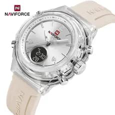 NAVIFORCE Relogio original l Feminino Moda Pulseira De silicone Branco À Prova D'água Multifuncional Digital 7109