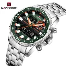 NAVIFORCE 9234 Relógio Masculino Esportivo De Luxo Militar LCD Cronógrafo Luminoso Original De Quartzo De Aço Inoxidável