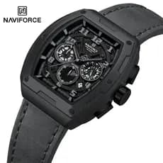 NAVIFORCE 8053 Relógio Masculino Militar Moda Negócios Esporte Cronógrafo De Pulso Calendário Cronometragem Pulseira De Couro Relógios Masculinos À Prova D'água