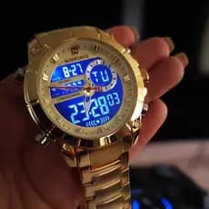 NAVIFORCE 9163 Relógio De Moda Analógico De Quartzo À Prova D'água/Ouro