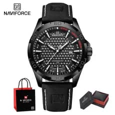 Relógio De Presente Masculino NAVIFORCE 8023 À Prova Dwaterproof Água Esporte Quartzo Pulso Data Display Couro Militar C