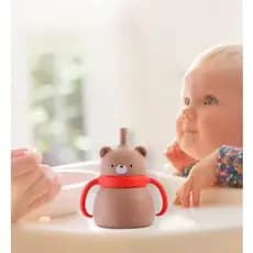 Copo De Alimentação De Silicone C/ Canudo E Alça De Treinamento Para Bebês - Imediato