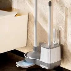 Kit Limpeza De Banheiro Com Escovas Desentupidor Com Suporte Para Parede Prático Moderno - Envio Imediato!