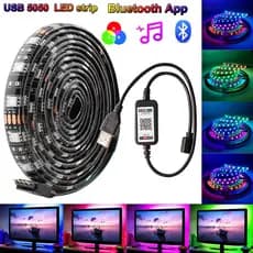 5 M RGB 5050 Bluetooth LED Strip Luzes SMD Fita Flexível Diodo Emissor De Luz USB À Prova D'água 5 V PC TV Backlights