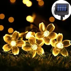 Luz Solar Garlands 5m 7m 12m 22m Flor De Pêssego Lâmpada Power LED String Lights Garden Christmas Decor Para Exterior