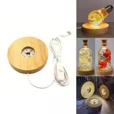 Luzes Decorativas De Mesa De Madeira Base De Luz Da Noite Led Usb Display Expositor Suporte Lâmpada Arte Ornamento