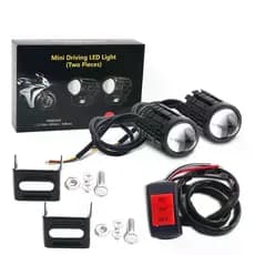 Universal Motocicleta LED Farol Lente Do Projetor Dupla Cor ATV Scooter Lâmpada De Condução Luz Nevoeiro Auxiliar Holofo