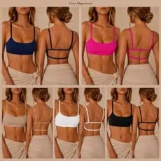KIT 5 Top Cropped Costa Nua Faixa Fitness Alcinha Sem Bojo Moda Gringa Blogueira Verão